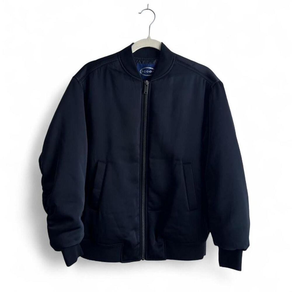 Black Satin Bomber Jacket Women's XS
